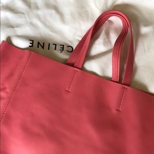 Celine cabas pink & rust leather tote